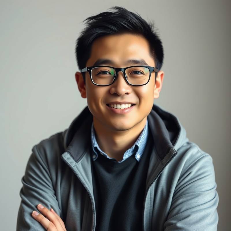 Portrait of David Chen, a Portrait & Fashion Photography Instructor with glasses, looking confident and approachable.