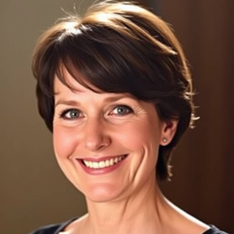 Portrait of Evelyn Reed, a smiling woman with short brown hair.